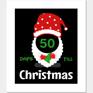 Chirstmas Santa Countdown Advent Calendar 50 Days Till Xmas Tee Posters and Art